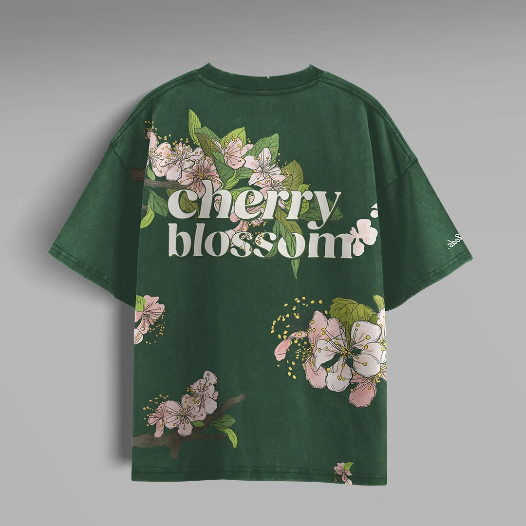 Cherry Blossom Sakura Green Tshirt