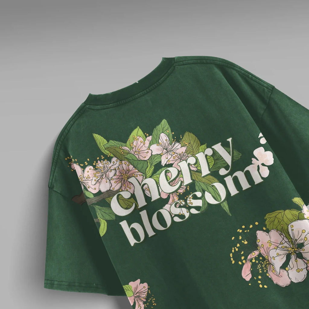 Cherry Blossom Sakura Green Tshirt